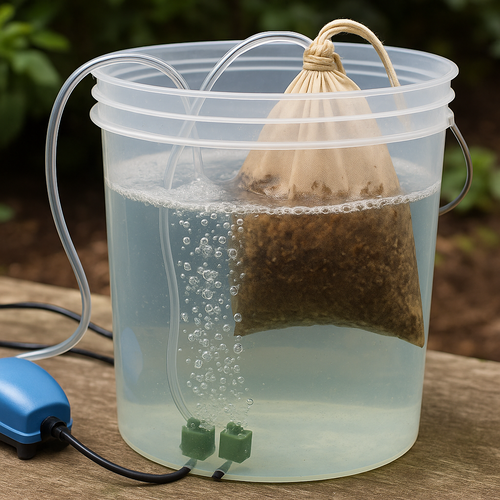 brewing aerated compost tea with aquarium pump